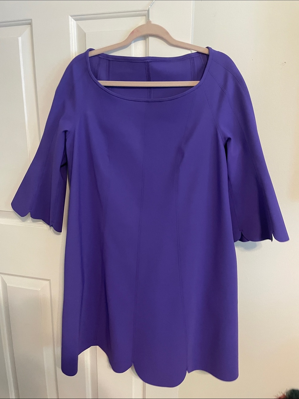 Maria Pinto Scallop-Hem Mini Dress in Vibrant Purple